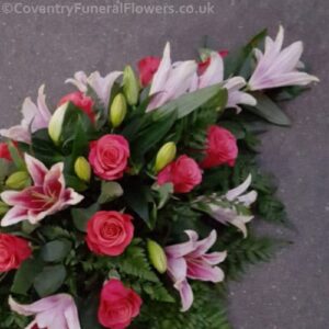 Pink Lily and Roses Casket Spray